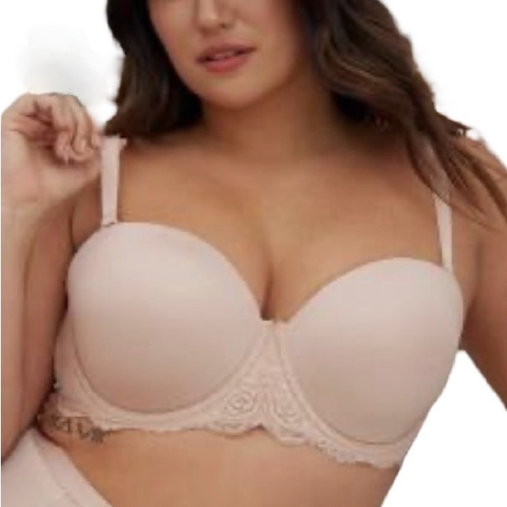 Torrid Rose Dusty Beige Lightly Lined Underwire Strapless Microfiber Bra 44DDD